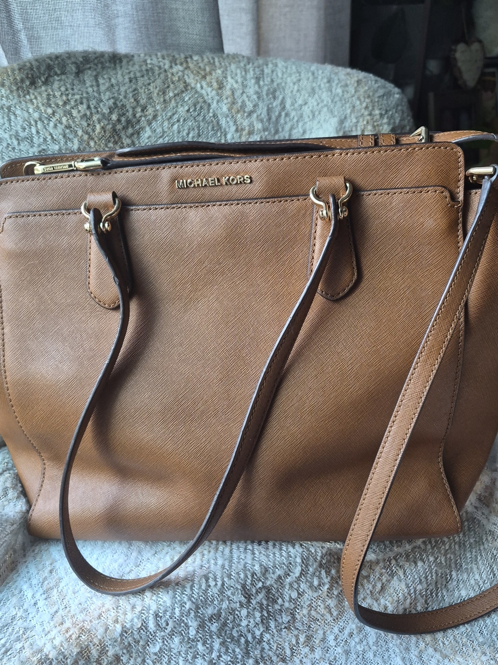 Michael Kors Cognac Saffiano Leather Tote with Shoulder Strap